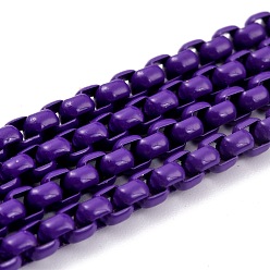 Индиго Экологически чистые латунные цепочки ручной работы, окрашенные распылением, пайки, с катушкой, индиговые, 4x4 мм, 32.8 футов (10 м) / рулон