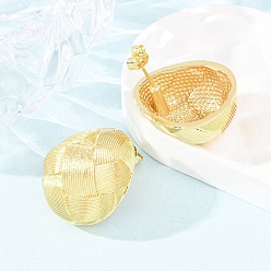 Золотой Плетеные овальные латунные серьги-гвоздики, без кадмия и без свинца, стойки покрытие, долговечный, золотые, 21x17.5 мм