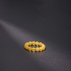 Желтый Агат Эластичные кольца из натурального желтого агата, круглые, бусины : 4 мм, внутренний диаметр: регулируемый