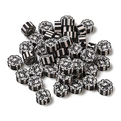 Noir Perles en fimo faits à la main, rond avec le yin et le yang, noir, 9.5x4.5mm, Trou: 1.6mm