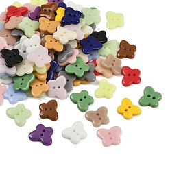 (52) Непрозрачная лаванда Кнопки фарфора 2-отверстие, бабочка, разноцветные, 13x16x3 мм, отверстие : 1.6 мм