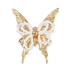 Бабочка Пластиковые подвески, 304 подвески из нержавеющей стали, серый, бабочка, 46x37.5x7 мм, отверстие : 1.6 мм