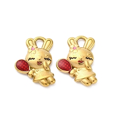 Красный 304 кролик из нержавеющей стали с эмалированным покрытием и зеркальными подвесками, ионное покрытие (ip), реальный 18 k позолоченный, красные, 15x11x2.5 мм, отверстие : 2.5x2 мм