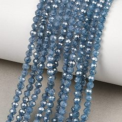 Стально-синий Бусины из кубического циркония, граненые круглые, стальной синий, 3 мм, отверстие : 0.6 мм, около 131 шт / нитка, 14.76'' (37.5 см)