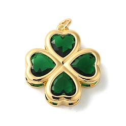 Зеленый Стойки обшивки латунные подвески, со стеклом, долговечный, без свинца и без кадмия, цветок, с целью перехода в кольце, золотые, зелёные, 23.5x21x5.5 мм, отверстие : 3 мм