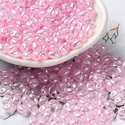 Pearl Pink Opaque ABS Beads, Double Hole, Oval, Pearl Pink, 6x4.5x3.3mm, Hole: 1.2mm, about 14516pcs/500g