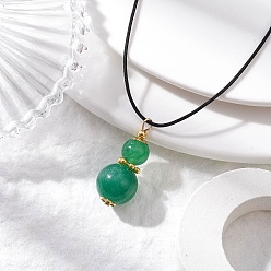 Зеленый Авантюрин Ожерелья с подвеской в виде тыквы из натурального зеленого авантюрина, ожерелья из полиэфирного шнура для женщин, С результатами сплава и латуни и железа, золотые, 18.31 дюйм (46.5 см)