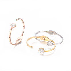 (52) Непрозрачная лаванда 304 из нержавеющей стали манжеты браслеты, с полимерной глиной горный хрусталь, плоско-круглые, разноцветные, 1-7/8 дюйм x 2-3/8 дюйм (4.7x6.2 см), 3~12 мм