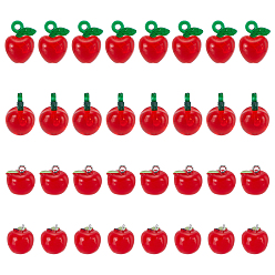 Красный 32 шт 2 стили подвески из смолы, яблочные прелести, красные, 15~20x12~14 мм, отверстие : 2~2.8 мм, 16 шт / стиль