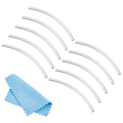 Серебро 925 серебро бусы трубка, изогнутые бусины труб, серебряные, 30x1.5 мм, отверстие : 0.9 мм, 10 шт / коробка