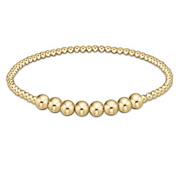 Golden Bohemia Brass Round Beaded Stretch Bracelets, Golden, 6.89 inch(17.5cm)