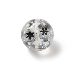 Черный Прозрачные смоляные эмалевые бусины, раунд с фейерверком, с блестка, чёрные, 14.5x1 мм