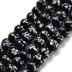 Черный Бусы лэмпворк ручной работы, круглые, чёрные, 10 мм, отверстие : 2.8 мм, около 40 шт / нитка, 13.19'' (33.5 см)