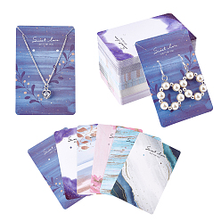 Mixed Color 120 Pcs 6 Colors Cardboard Jewelry Display Cards, for Hanging Earring & Necklace Display, Rectangle with Word Pattern, Mixed Color, 9x6x0.05cm, Hole: 2mm, 20pcs/color
