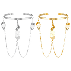 Платиновый & Золотой 2 шт. 2 цвета железные браслеты-манжеты на плечо для женщин, сердце, платиной и золотом, внутренний диаметр: 3 дюйм (7.75 см), 1 шт / цвет