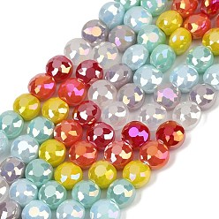 (52) Непрозрачная лаванда Гальванические непрозрачные стеклянные бусины, рондель, граненые, разноцветные, 7.5~8x5~5.5 мм, отверстие : 1.4~1.5 мм, около 54~56 шт / нитка, 15.67~16.14'' (39.8~41 см)