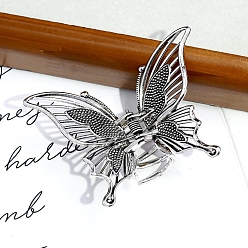 Античное Серебро Сплав клипы коготь волос, аксессуары для волос для женщин и девочек, бабочка, античное серебро, 70x54x40 мм