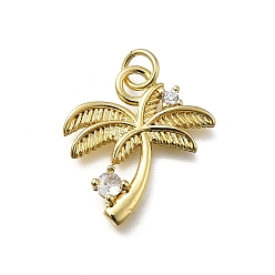 Настоящее золото 18K Латунные микро проложить кубического циркония подвески, пальма, без кадмия и без свинца, стойки покрытие, долговечный, с целью перехода в кольце, реальный 18 k позолоченный, 20.5x18.5x2.8 мм, отверстие : 3.4 мм