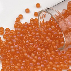 (174F) Light Hyacinth Orange Transparent Rainbow Matte Тохо 8/0 круглые бусины, японский бисер, (174 f) светлый гиацинт оранжевый прозрачный радужный матовый, 3 мм, отверстие : 1 мм, Около 222 шт / 10 г