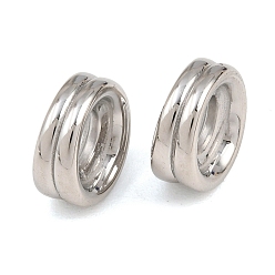 Stainless Steel Color 304 Stainless Steel Beads, Large Hole Beads, Grooved Flat Round, Stainless Steel Color, 14x14.5x6.7mm, Hole: 6.4mm