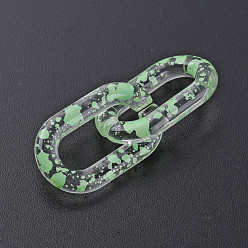 Pale Green Transparent Acrylic Linking Rings, Quick Link Connectors, for Cable Chains Making, Oval, Pale Green, 27x16.5x4mm, Inner Diameter: 7.5x18mm