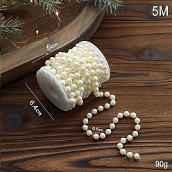 Round Plastic Bead, for Party Decoration, Round, 6mm, 5m/roll