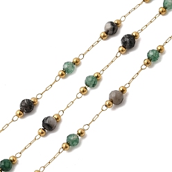 Золотой Цепи из натурального индийского агата ручной работы, синтетического хаулита и круглозвенной нержавеющей стали, пайки, с катушкой, золотые, Коннекторы : 316 мм, около 2x0.5x0.2 футов (16.40 м) / рулон