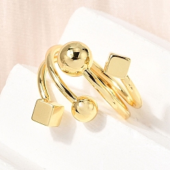 Золотой Латунные манжеты с открытыми кольцами, круглый шар с кубом, без кадмия и без свинца, стойки покрытие, долговечный, золотые, 26 мм, внутренний диаметр: 20 мм