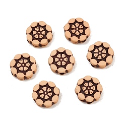 Blume Undurchsichtige Acrylperlen in Holzoptik, Sandy Brown, Blume, 7x3 mm, Bohrung: 1.2 mm