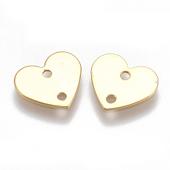 Настоящее золото 18K Соединители латунные звенья, сердце, без никеля , реальный 18 k позолоченный, 10x11x1 мм, отверстие : 1 мм