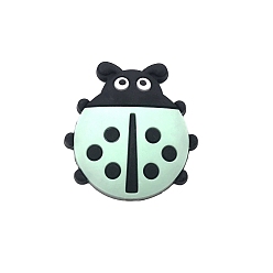 Honeydew Food Grade Silicone Focal Beads, Ladybird, Honeydew, 32x31mm