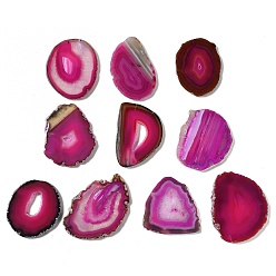 Темно-Розовый Кабошоны из натурального друзового агата, окрашенная и подогревом, самородки, темно-розовыми, 48~105x39~68x4~7 мм, Около 25 шт / 1000 г