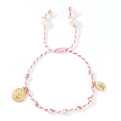 Орхидея Религия латунные плоские круглые и овальные браслеты с подвесками, регулируемые плетеные браслеты из волокон для мужчин и женщин, сиреневые, 7-7/8 дюйм (20 см), внутренний диаметр: 11 дюйм (28 см)