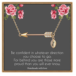 Letter I Латунные микропаве прозрачные кубические цирконии стрела с подвеской в виде буквы, золотые, Буква "i", 15.75 дюйм (40 см)