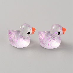 Фиолетовый Миниатюрные уточки из смоляных блесток для украшения дома, микроландшафтные орнаменты, фиолетовые, 16x11.5x16 мм