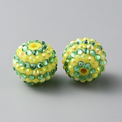 Перидот Тематика дня святого патрика смоляные стразы бусины, круглый с узором в полоску, для изготовления ювелирных изделий DIY, ручки и поделки из бисера, перидот, 20x17.5 мм, отверстие : 2.7 мм