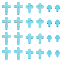 Темно-Голубой 90 шт. 3 стили синтетические бирюзовые бусины, окрашенные, крестик, глубокое синее небо, 10~20x8~15x3.5~4 мм, отверстие : 1 мм, 30 шт / стиль