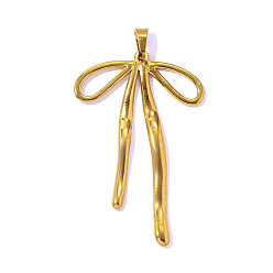 Настоящее золото 18K 304 подвески из нержавеющей стали, подвеска в виде бантика из ленты, ионное покрытие (ip), долговечный, реальный 18 k позолоченный, 47x28 мм, отверстие: 5.60 мм