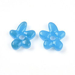 Темно-Голубой Бусины лэмпворк , цветок, глубокое синее небо, 18~18.5x17~17.5x4~5 мм, отверстие : 3~4 мм