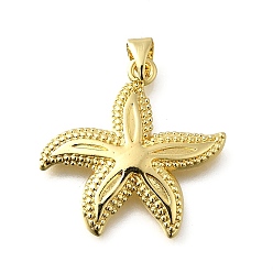 Настоящее золото 18K Латунные подвески, морская звезда, стойки покрытие, долговечный, без свинца и без кадмия, реальный 18 k позолоченный, 26x26x3.5 мм, отверстие : 3.5x5 мм