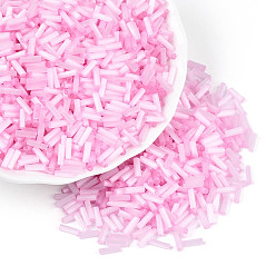 Pink Стеклярус, имитации кошачьего глаза , розовые, 6.5~7x1.5~2 мм, отверстие : 0.8~1 мм, Около 1515 шт / 50 г