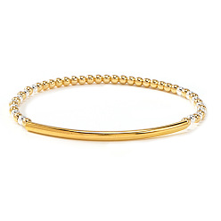 Платиновый & Золотой Роскошные браслеты из круглых латунных бусин и изогнутых трубок для женщин., два тона, платиной и золотом, 6.89 дюйм (17.5 см)