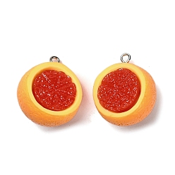 Grapefruit 3d подвески из непрозрачной смолы с фруктовой тематикой, с платиновыми тоновыми железными петлями, грейпфрут, 26x23x20 мм, отверстие : 1.8 мм