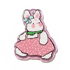 Bowknot Прозрачные акриловые подвески с принтом, очарование кролика, Bowknot шаблон, 4x3.2x0.2 см, отверстие : 1.4 мм