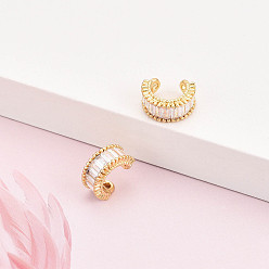 Настоящее золото 18K Латунные серьги-манжеты из прозрачного кубического циркония, арка, реальный 18 k позолоченный, 6x13 мм