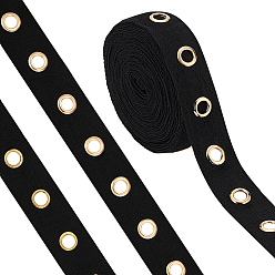 Черный Хлопковые ленты с рисунком «елочка» с люверсами, для аксессуаров для одежды, чёрные, 1-1/2 дюйм (37 мм), 8 ярдов
