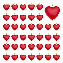Красный 60 подвески из сплава шт., с эмалью, без кадмия и без свинца, золотой свет, сердце, красные, 17.5x16x3.5 мм, отверстие : 1.8 мм