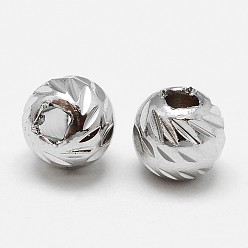 Платинированный Spacer бисер латунные, круглые, граненые, без кадмия, без никеля и без свинца, Реальная платина, 5.8x5 мм, отверстие : 2 мм