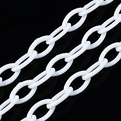 Белый Непрозрачные акриловые кабельные цепи ручной работы, овальные, белые, 13x8x2 мм