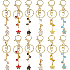 (52) Непрозрачная лаванда 6шт брелок из сплава эмали, с застежкой из сплава и железными кольцами, разноцветные, 120 мм